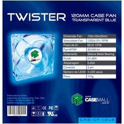 CASE FAN TWISTER 12CM BLUE LED - CASEMALL